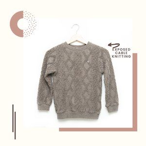 Fith Cable Pattern Exposed Knitting Pullover Sweater Kids Size